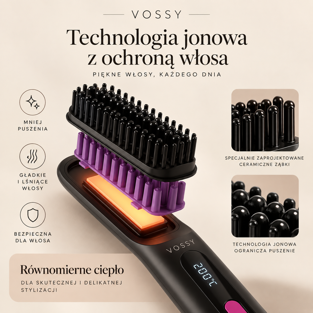 VOSSY Pro 2.0. - Szczotka do stylizacji krótkich włosów